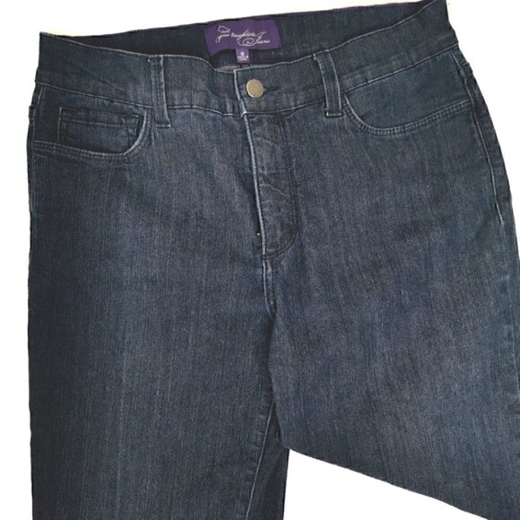 NYDJ EUC Women's 8 Boot Cut Style# 1000 Dark Blue Bling Colorful Beaded Jeans - Picture 2 of 13